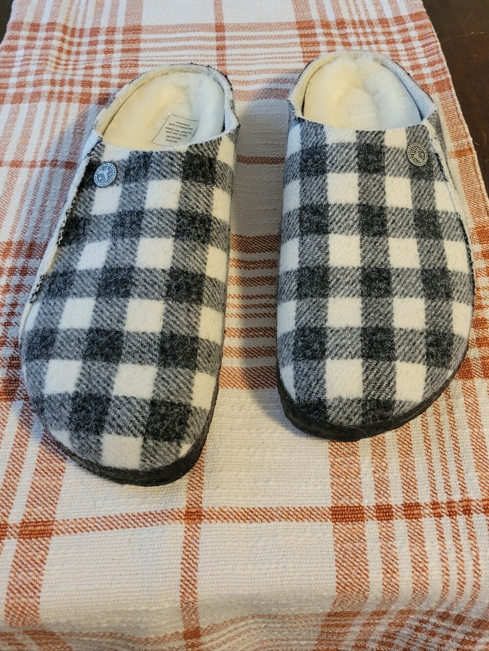 Birkenstock Zermatt Shearling White & Black plaid wool/natural shearling - 39